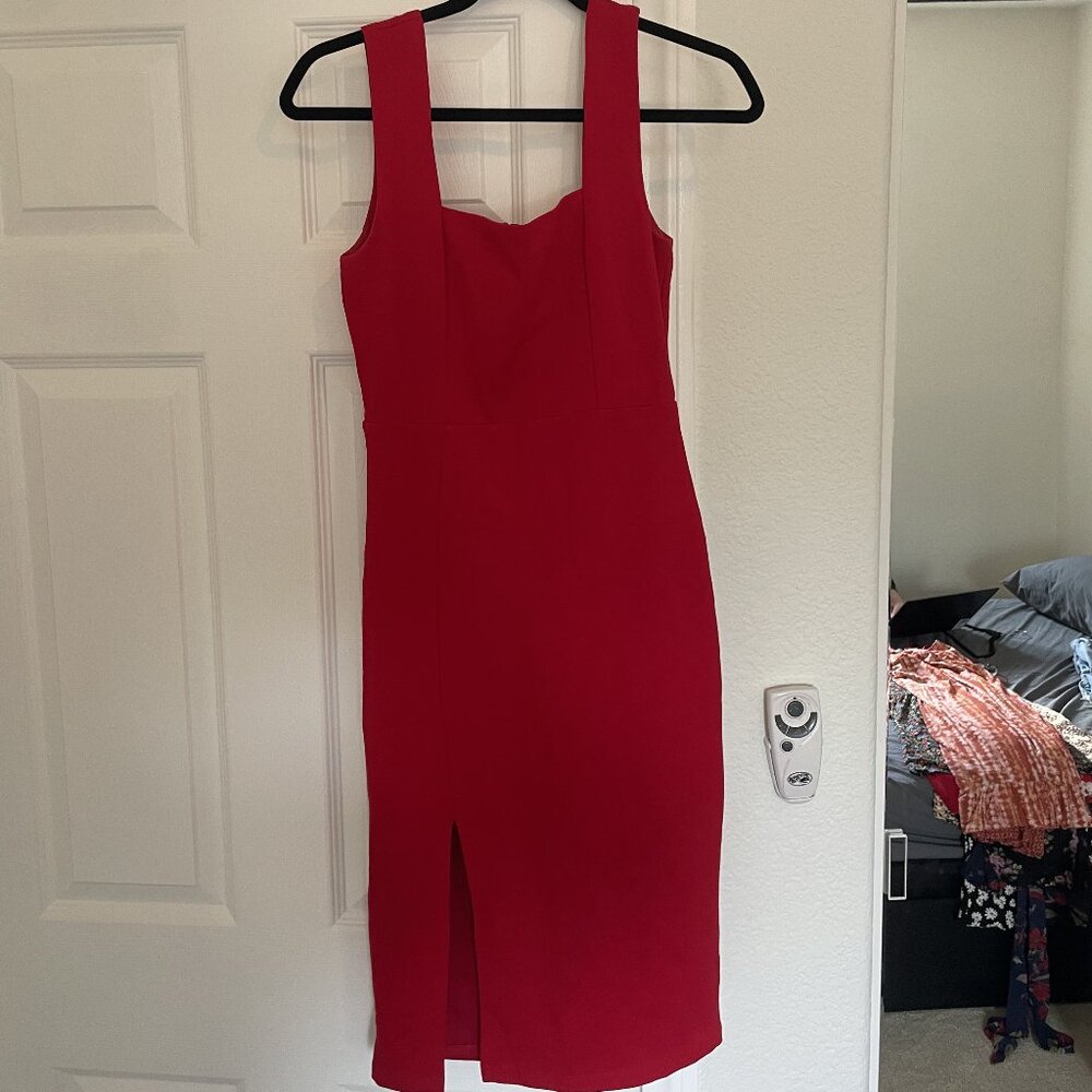Lulu’s Red Slit Midi Dress (Size S)